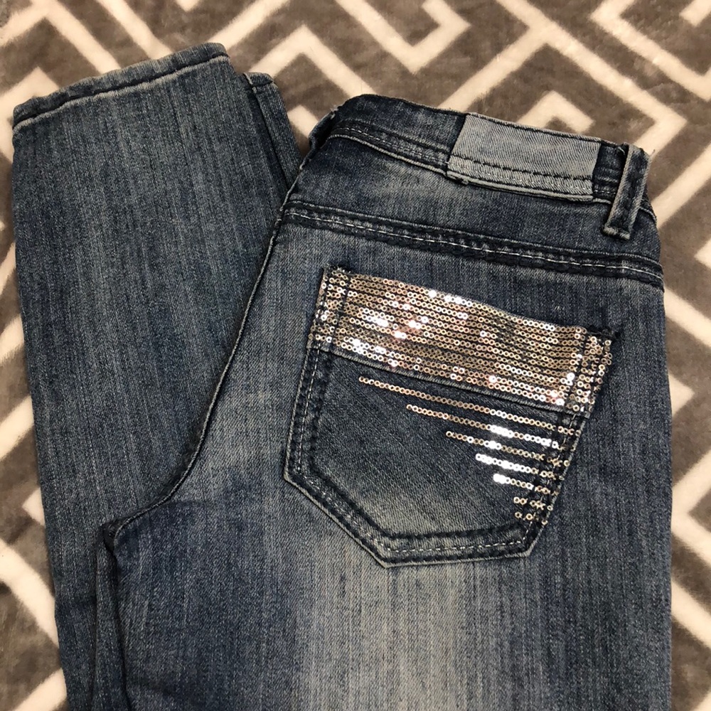 Silver sequin skinny jeans!